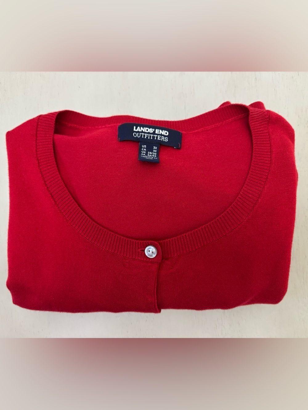 Lands' End Bright Red Button-Front Cardigan - NWOT